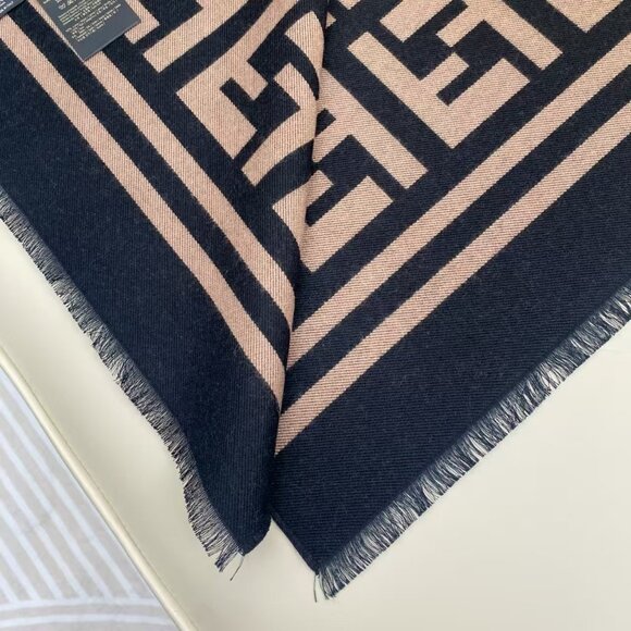 Fendi Black and Gold Patterned Scarf - Picture 8 of 9